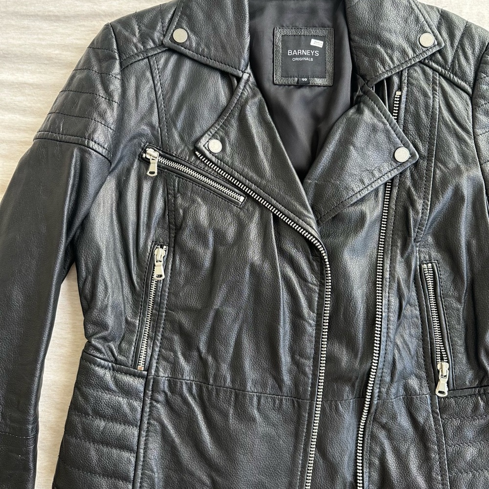 Barneys New York Black Leather Jacket